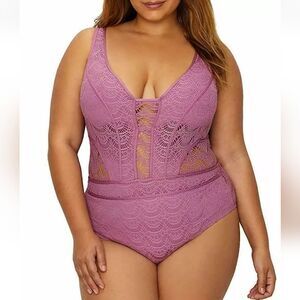 Becca Puple Lace Swimsuit Size 2X